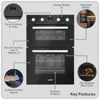 90cm Built-In Double Oven, 88L Capacity, Energy Rating A – Black DH279