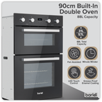 90cm Built-In Double Oven, 88L Capacity, Energy Rating A – Black DH279