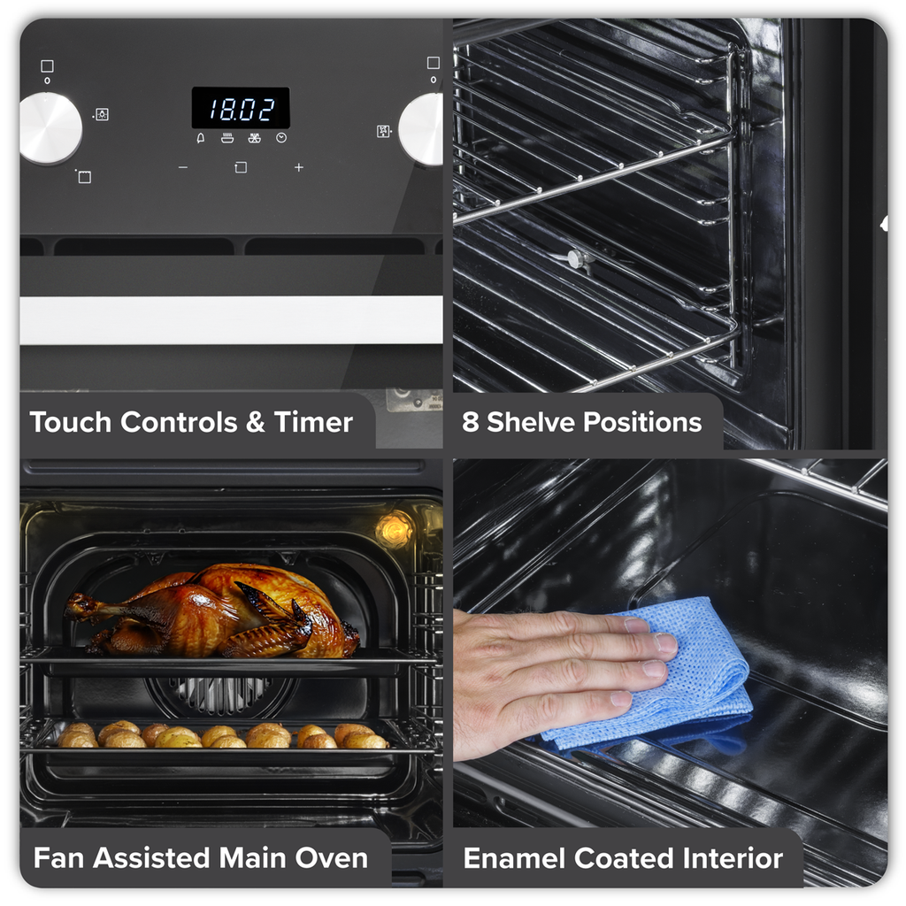 90cm Built-In Double Oven, 88L Capacity, Energy Rating A – Black DH279
