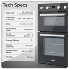 90cm Built-In Double Oven, 88L Capacity, Energy Rating A – Black DH279