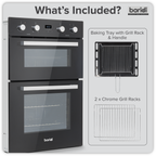 90cm Built-In Double Oven, 88L Capacity, Energy Rating A – Black DH279