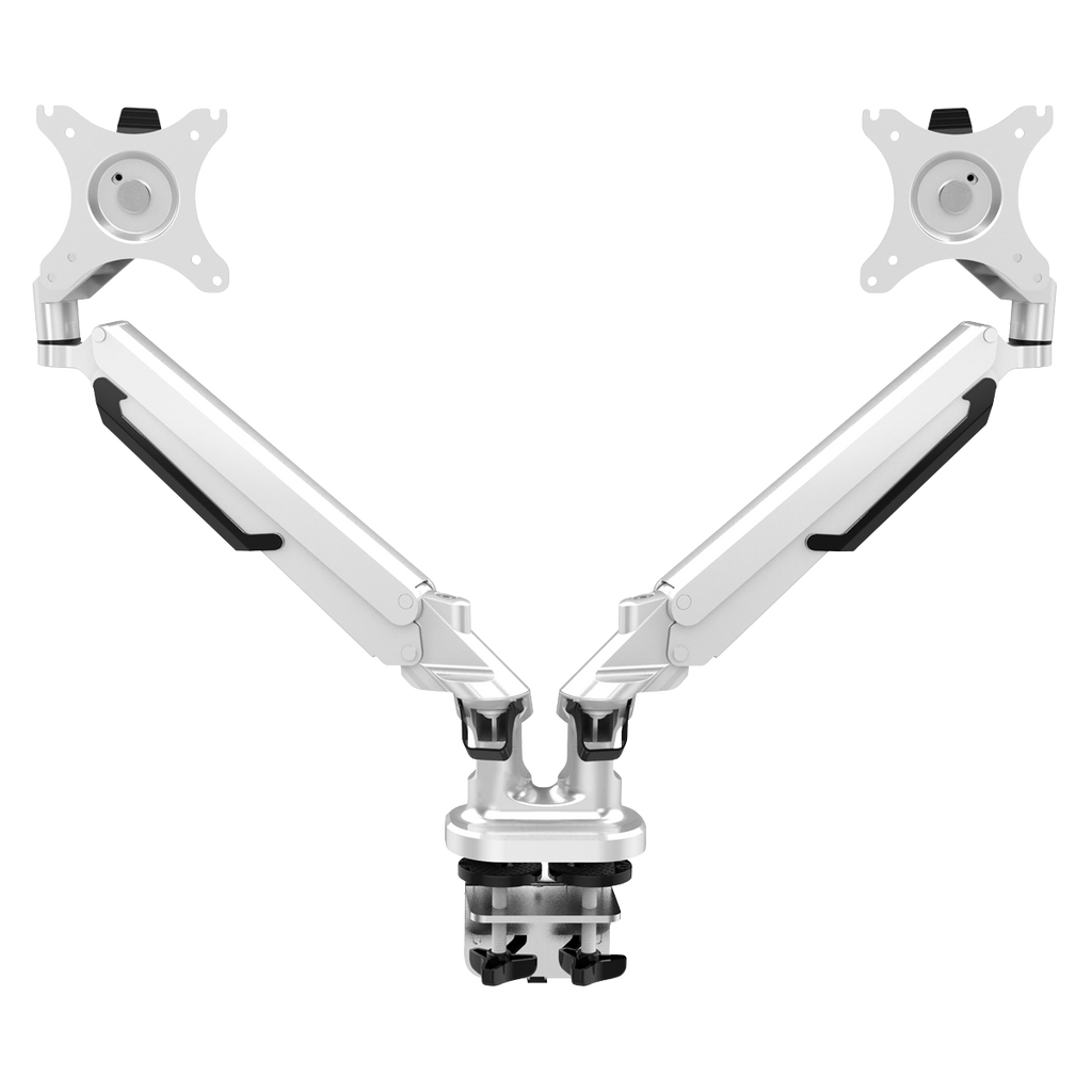 Adjustable Double Monitor Arm with 360° Rotation - White DH27