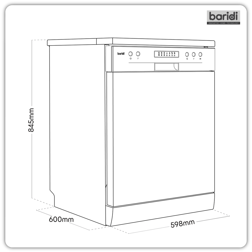 Regular Sized Freestanding Dishwasher 60cm Wide 13 Place Settings - Silver DH280
