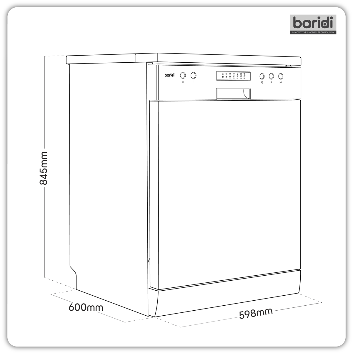 Regular Sized Freestanding Dishwasher 60cm Wide 13 Place Settings - Silver DH280