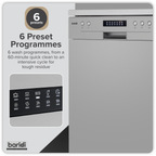 Regular Sized Freestanding Dishwasher 60cm Wide 13 Place Settings - Silver DH280