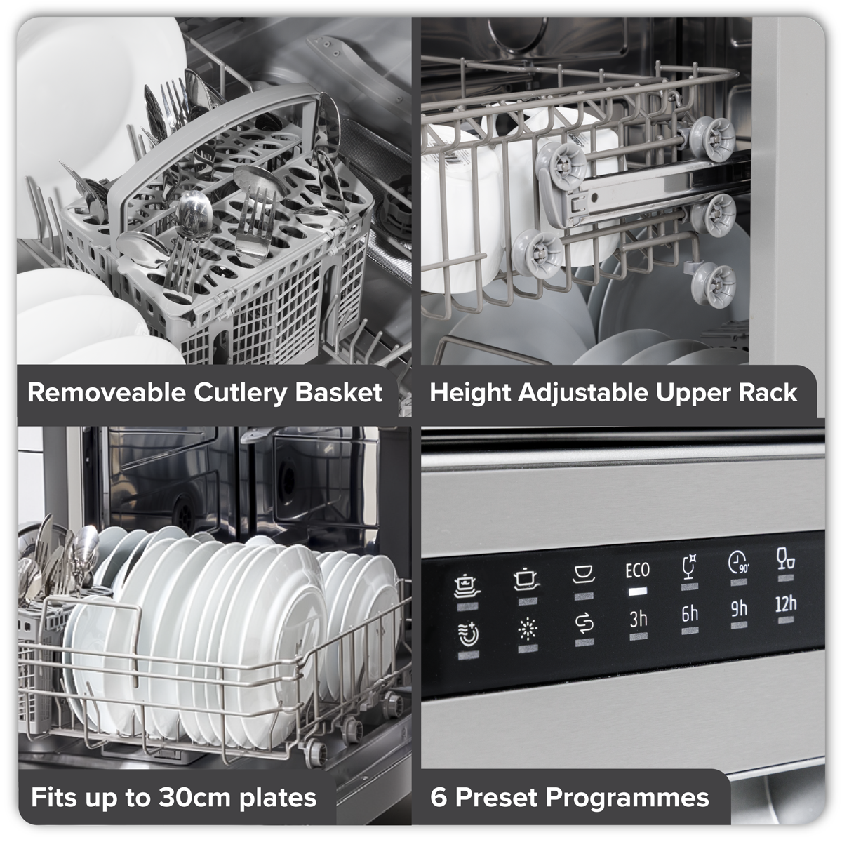 Regular Sized Freestanding Dishwasher 60cm Wide 13 Place Settings - Silver DH280