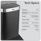 Sensor Bin 65L - Black/Stainless Steel DH282