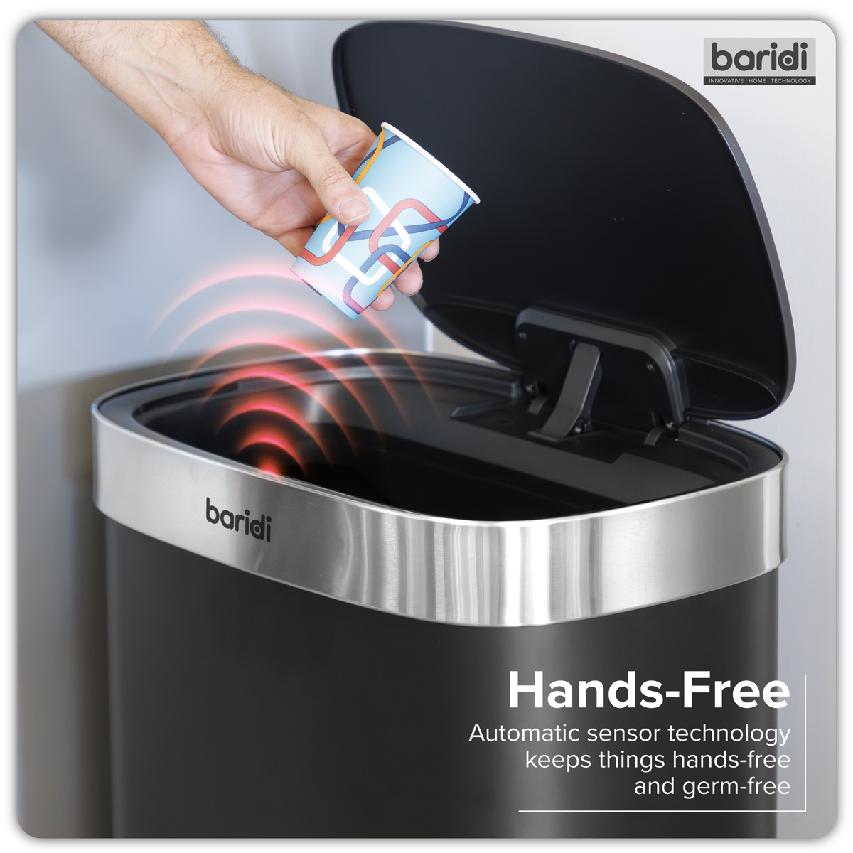 Sensor Bin 80L - Black/Stainless Steel DH283