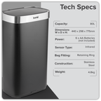 Sensor Bin 80L - Black/Stainless Steel DH283