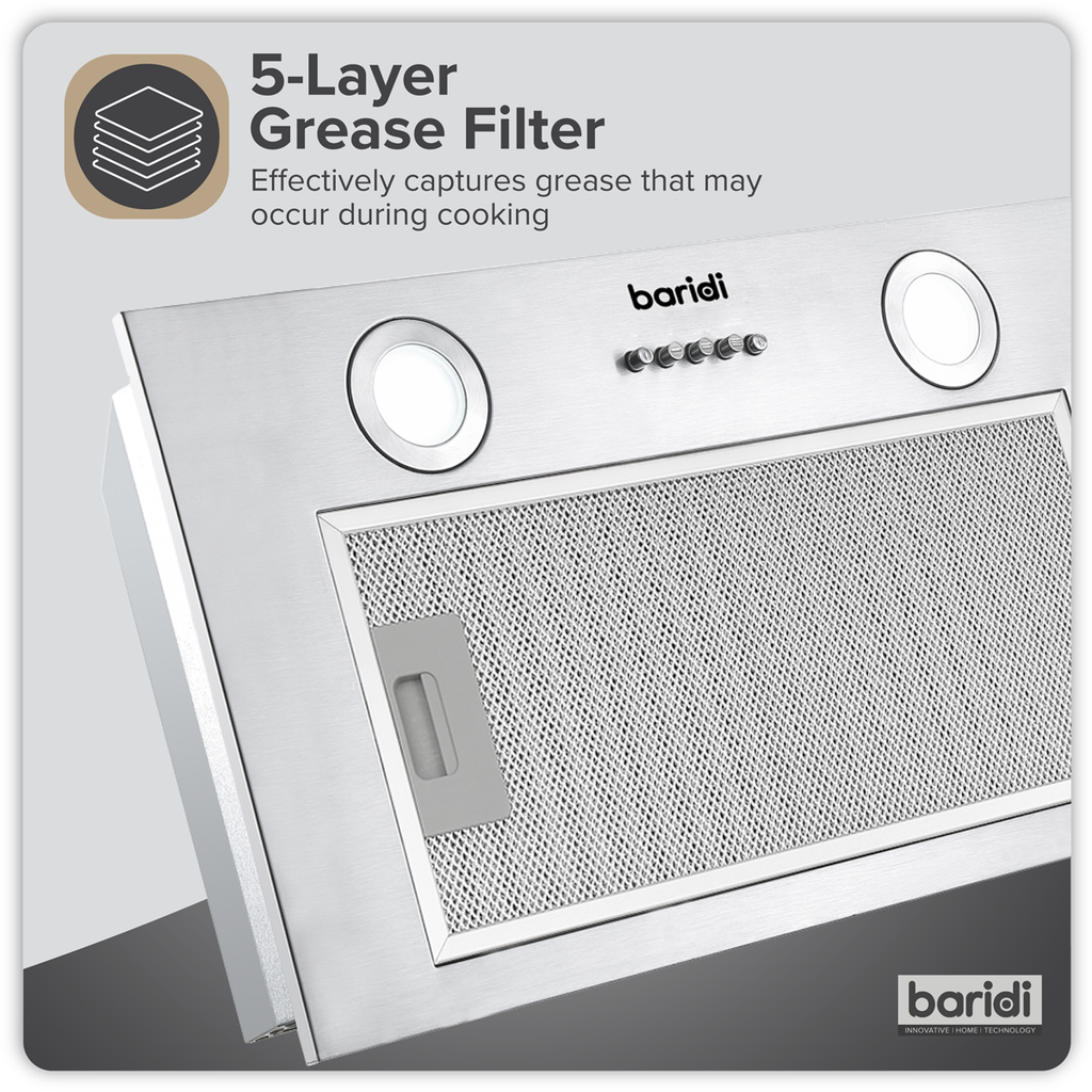 Cooker Hood with 5-Layer Filter 52cm - Stainless Steel DH284