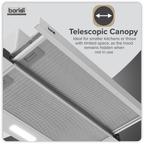 Telescopic Cooker Hood with Aluminium Filters 60cm - Stainless Steel DH286