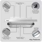 Telescopic Cooker Hood with Aluminium Filters 60cm - Stainless Steel DH286