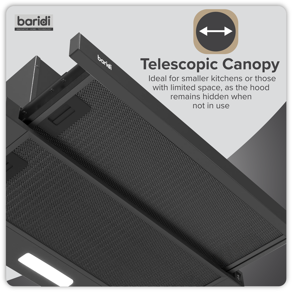 Telescopic Cooker Hood with Aluminium Filters 60cm - Black DH287