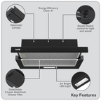Telescopic Cooker Hood with Aluminium Filters 60cm - Black DH287