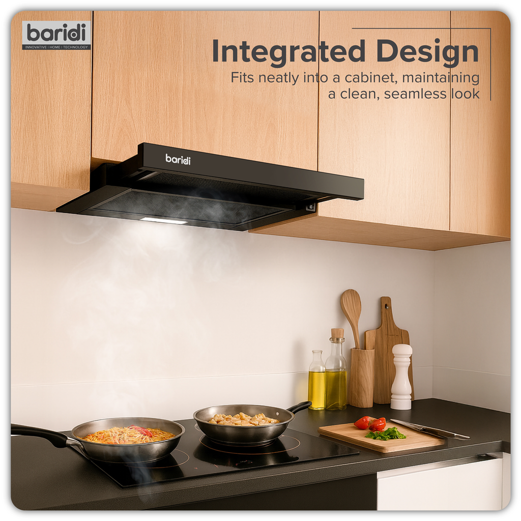 Telescopic Cooker Hood with Aluminium Filters 60cm - Black DH287