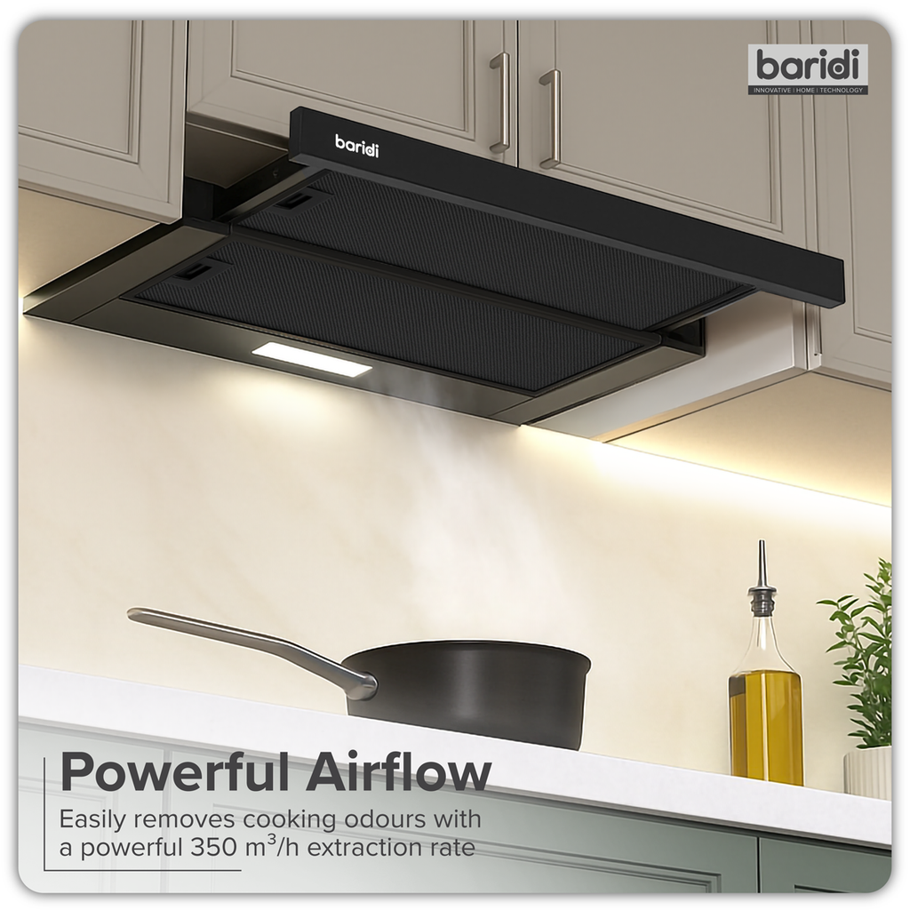 Telescopic Cooker Hood with Aluminium Filters 60cm - Black DH287