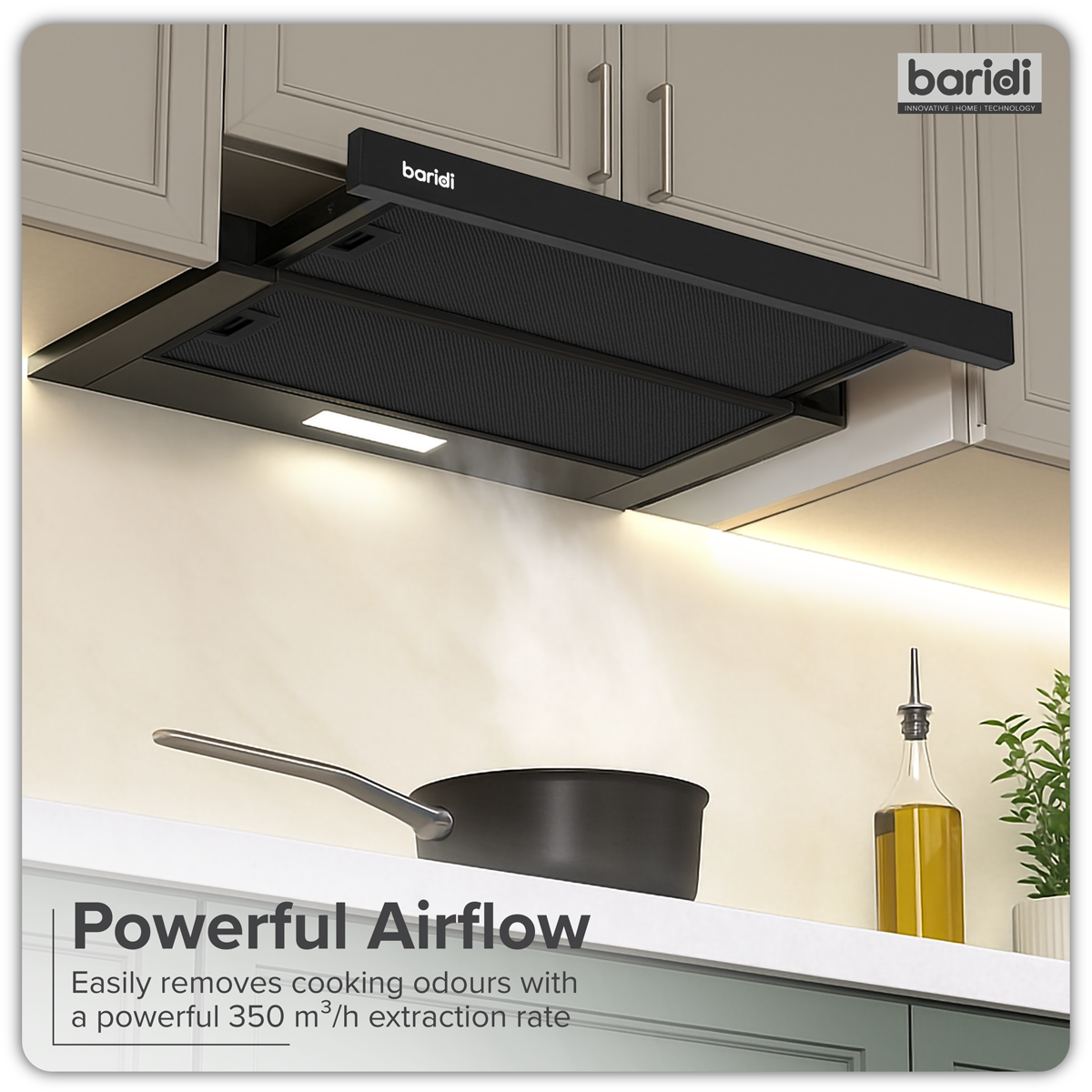 Telescopic Cooker Hood with Aluminium Filters 60cm - Black DH287