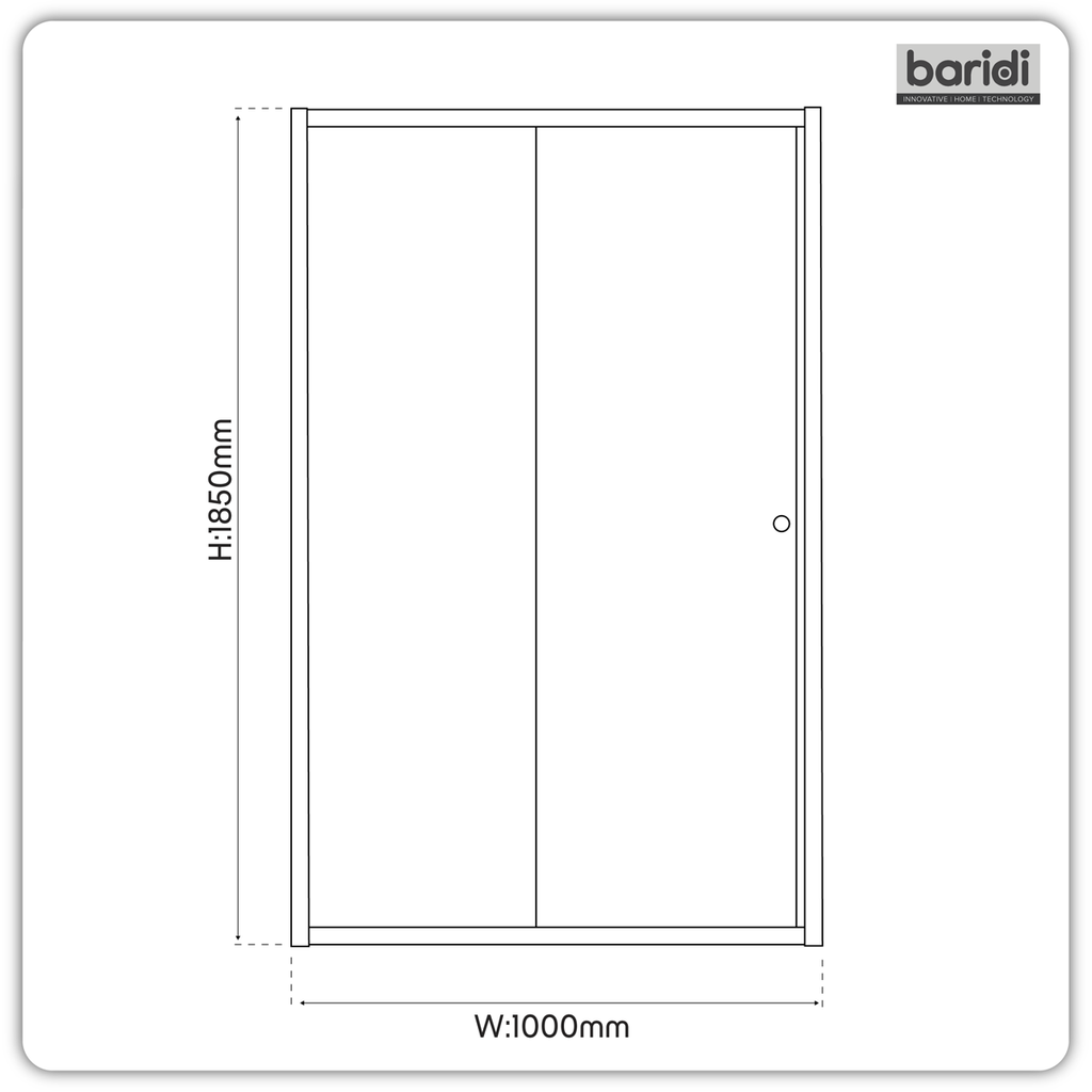 Sliding Shower Door 1000 x 1850mm, 6mm Tempered Glass, Reversible - Chrome DH292