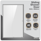 Sliding Shower Door 1000 x 1850mm, 6mm Tempered Glass, Reversible - Chrome DH292