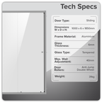 Sliding Shower Door 1000 x 1850mm, 6mm Tempered Glass, Reversible - Chrome DH292