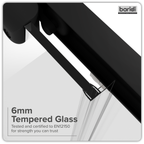 Sliding Shower Door 1000 x 1850mm, 6mm Tempered Glass, Reversible - Black DH293