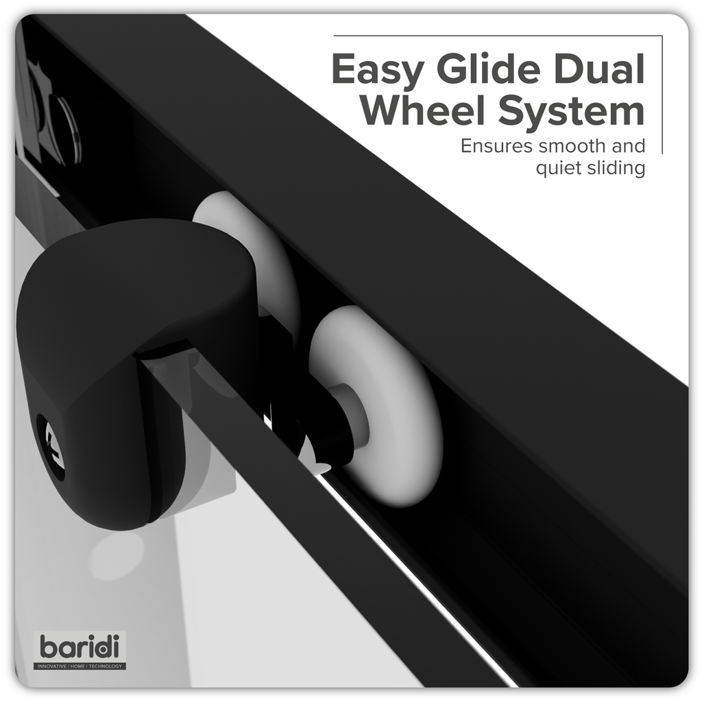 Sliding Shower Door 1000 x 1850mm, 6mm Tempered Glass, Reversible - Black DH293