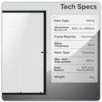 Sliding Shower Door 1000 x 1850mm, 6mm Tempered Glass, Reversible - Black DH293
