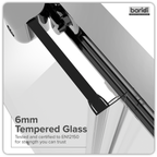 Sliding Shower Door 1200 x 1850mm, 6mm Tempered Glass, Reversible - Chrome DH294