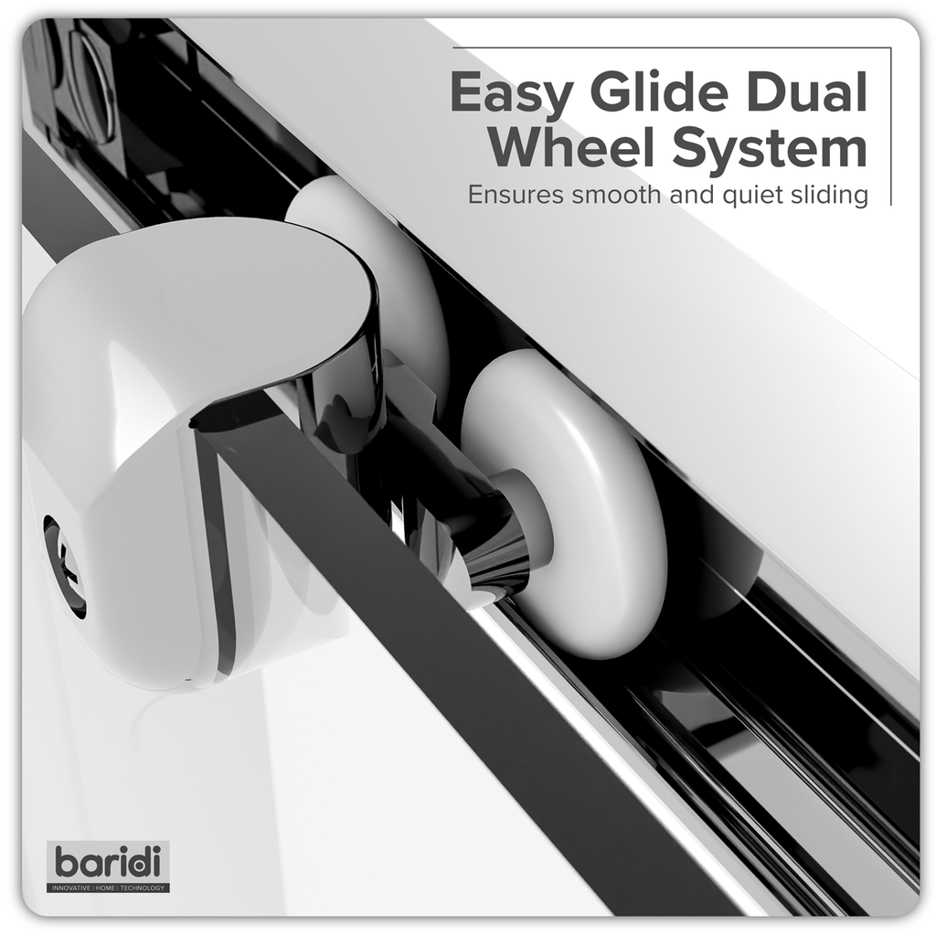 Sliding Shower Door 1200 x 1850mm, 6mm Tempered Glass, Reversible - Chrome DH294