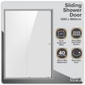Sliding Shower Door 1200 x 1850mm, 6mm Tempered Glass, Reversible - Chrome DH294