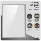 Sliding Shower Door 1200 x 1850mm, 6mm Tempered Glass, Reversible - Chrome DH294