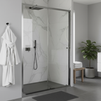 Sliding Shower Door 1200 x 1850mm, 6mm Tempered Glass, Reversible - Chrome DH294
