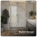 Sliding Shower Door 1200 x 1850mm, 6mm Tempered Glass, Reversible - Black DH295