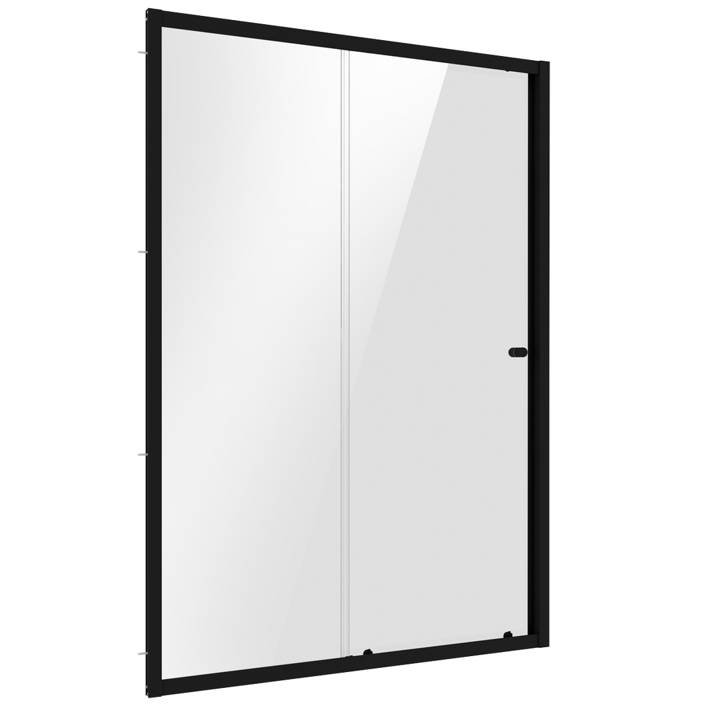 Sliding Shower Door 1200 x 1850mm, 6mm Tempered Glass, Reversible - Black DH295