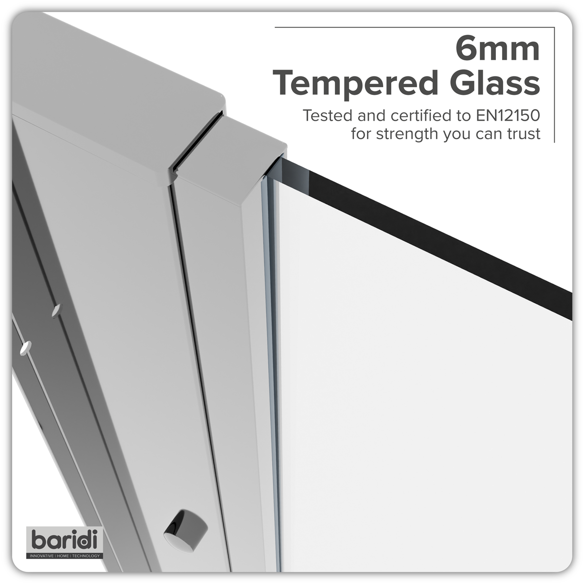 Side Panel for Sliding Shower Doors, 6mm Tempered Glass - Chrome DH296