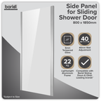 Side Panel for Sliding Shower Doors, 6mm Tempered Glass - Chrome DH296