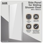 Side Panel for Sliding Shower Doors, 6mm Tempered Glass - Chrome DH296