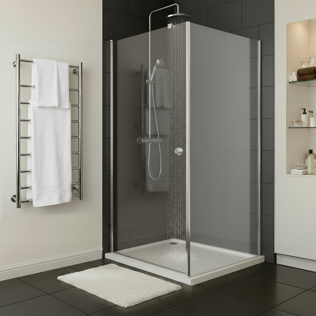 Side Panel for Sliding Shower Doors, 6mm Tempered Glass - Chrome DH296