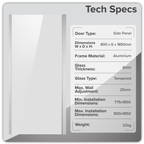 Side Panel for Sliding Shower Doors, 6mm Tempered Glass - Chrome DH296