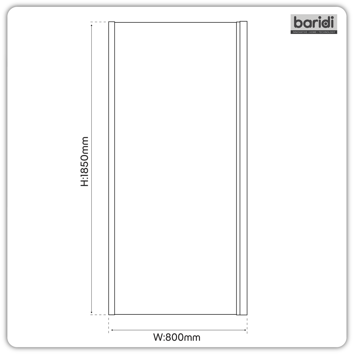Side Panel for Sliding Shower Doors, 6mm Tempered Glass - Black DH297