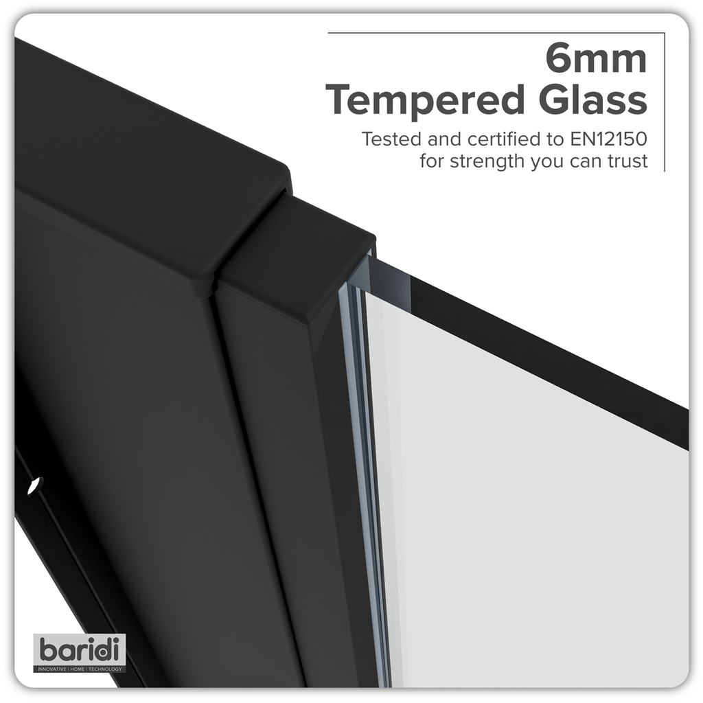 Side Panel for Sliding Shower Doors, 6mm Tempered Glass - Black DH297
