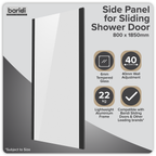 Side Panel for Sliding Shower Doors, 6mm Tempered Glass - Black DH297