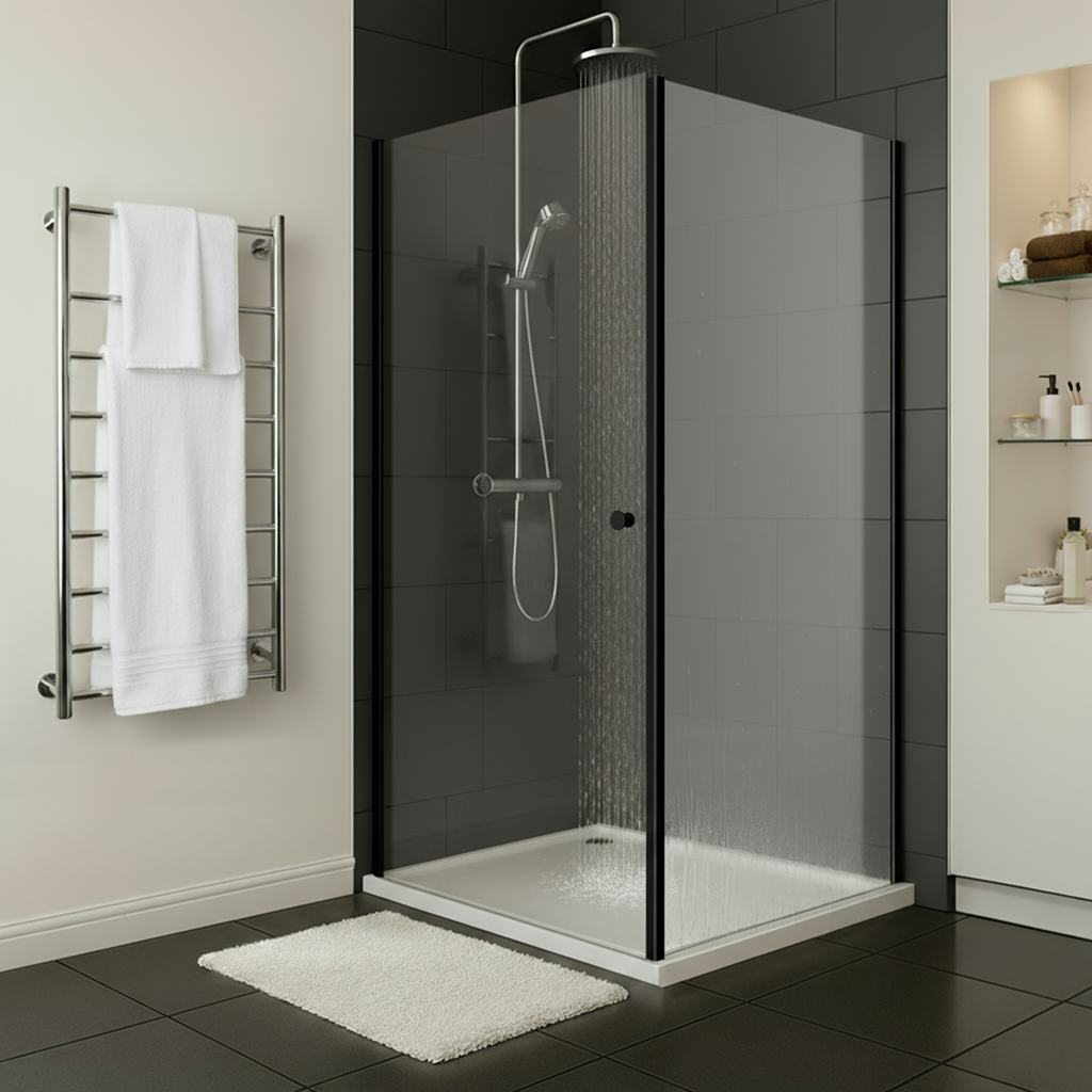 Side Panel for Sliding Shower Doors, 6mm Tempered Glass - Black DH297