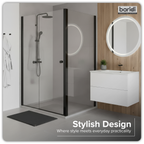 Side Panel for Sliding Shower Doors, 6mm Tempered Glass - Black DH297