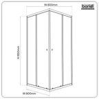 Corner Shower Entry Enclosure 800 x 800 x 1850mm with 6mm Tempered Glass - Chrome DH298