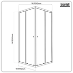Corner Shower Entry Enclosure 900 x 900 x 1850mm with 6mm Tempered Glass - Chrome DH299