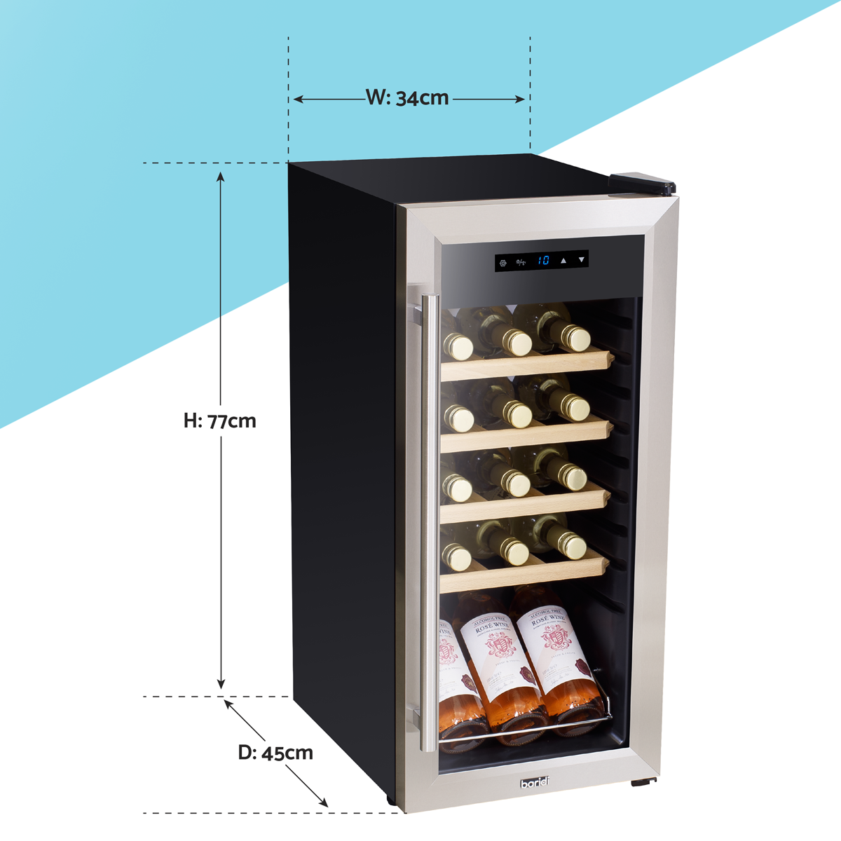 18 Bottle Wine Fridge & Cooler - Stainless Steel DH29