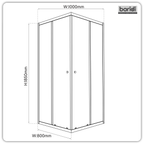 Corner Shower Entry Enclosure 1000 x 800 x 1850mm with 6mm Tempered Glass - Chrome DH300