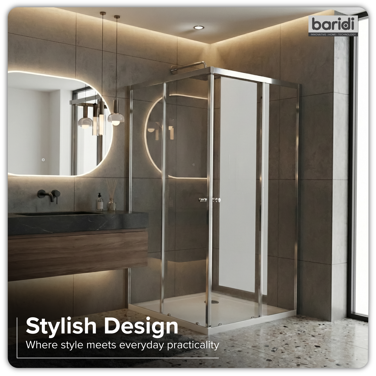 Corner Shower Entry Enclosure 1000 x 800 x 1850mm with 6mm Tempered Glass - Chrome DH300
