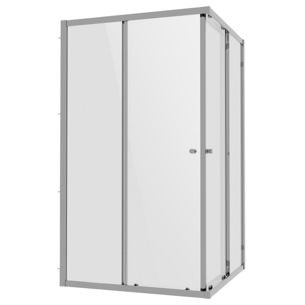 Corner Shower Entry Enclosure 1000 x 800 x 1850mm with 6mm Tempered Glass - Chrome DH300